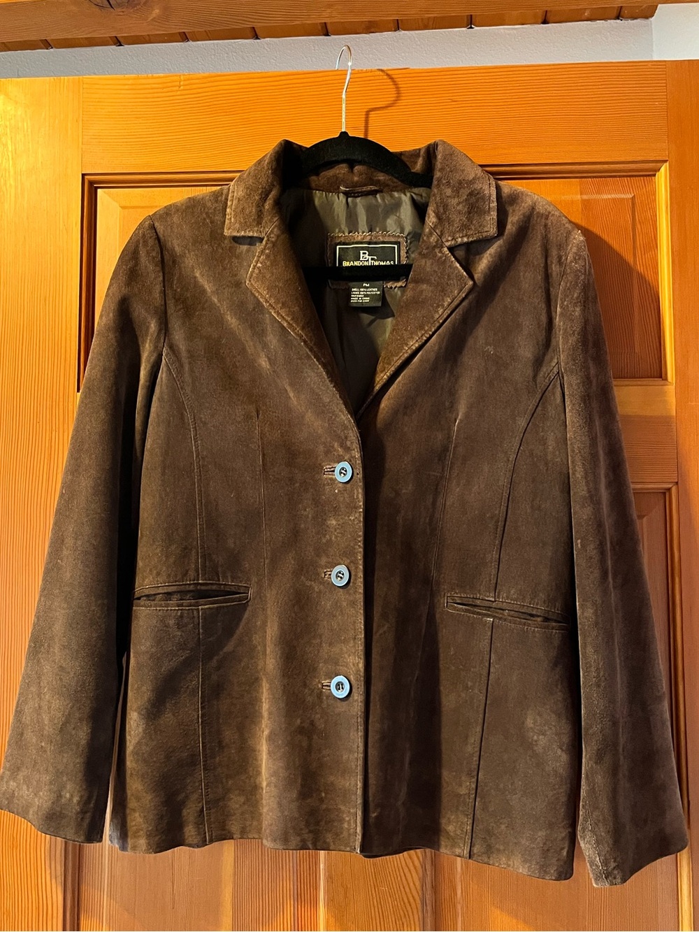 Brandon Thomas Women's Brown Suede Button-Front Jacket petite Medium